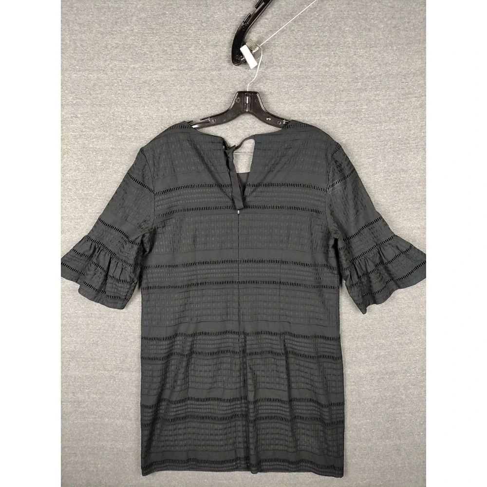 J Crew Womens Dress 12 Black Mini Ruffle Sleeve Eyelet Tea Dress‎ Casual Preppy